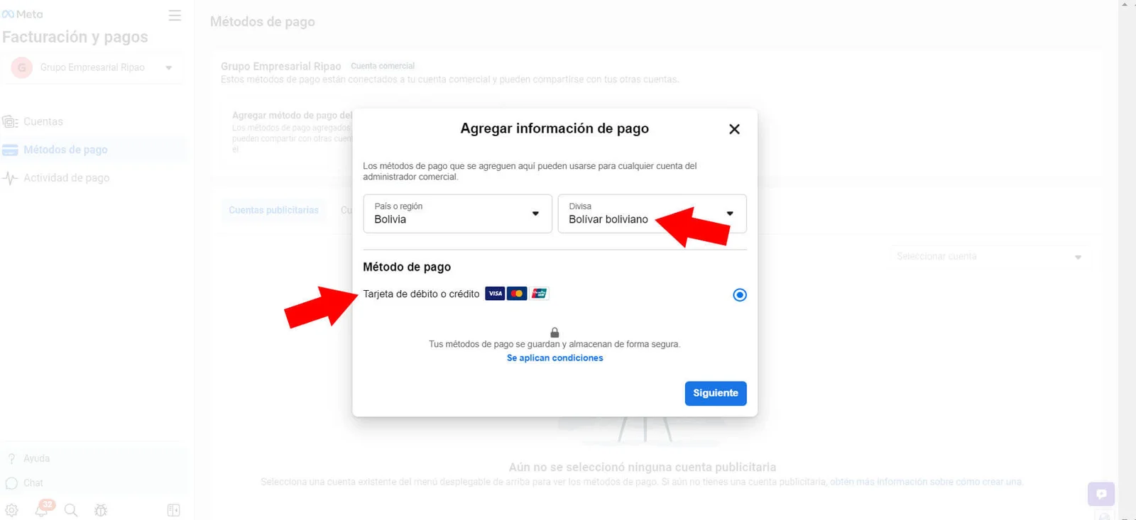Cómo pagar Facebook Ads en Bolivia